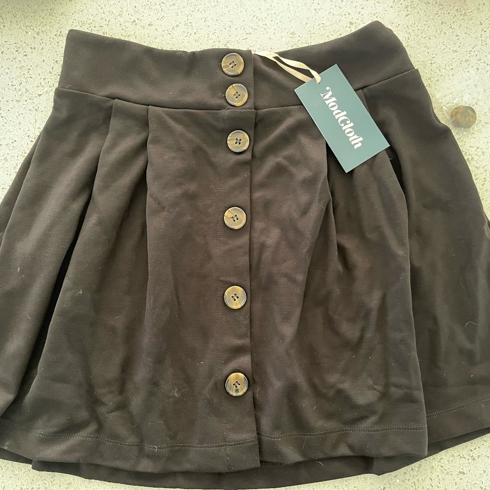 Modcloth Black Mini Skirt with Button Details - M